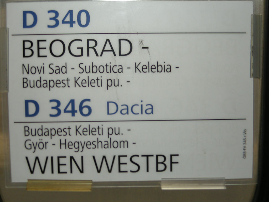 Wagonbeschriftung Beograd-Wien Westbahnhof